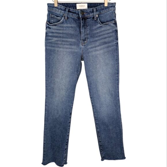 Evereve Ever Straight High Rise Fit Jean  Raw Edge Hem Size 28 - Picture 2 of 8